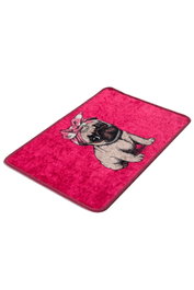Mijölnir Pink Pug Djt Alfombrilla de Baño 100% Poliéster Antialérgica Antideslizante 40x60 cm
